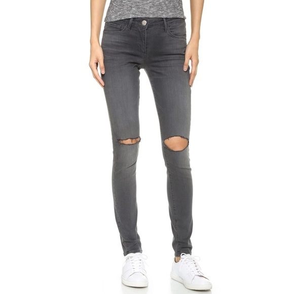 3x1 Denim - 3x1 NYC Busted Knee Mid Rise Skinny in Golf